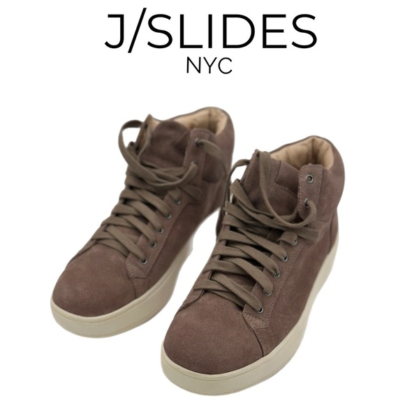 J/Slides Beige Lace Up Hi-top Platform Sneakers – Size 9 - Picture 1 of 8